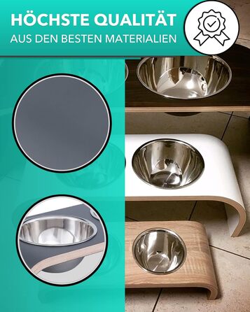 Набір мисок для собак MilaCasa - 2 шт. Підвищені миски для корму та води для собак - сірий колір
