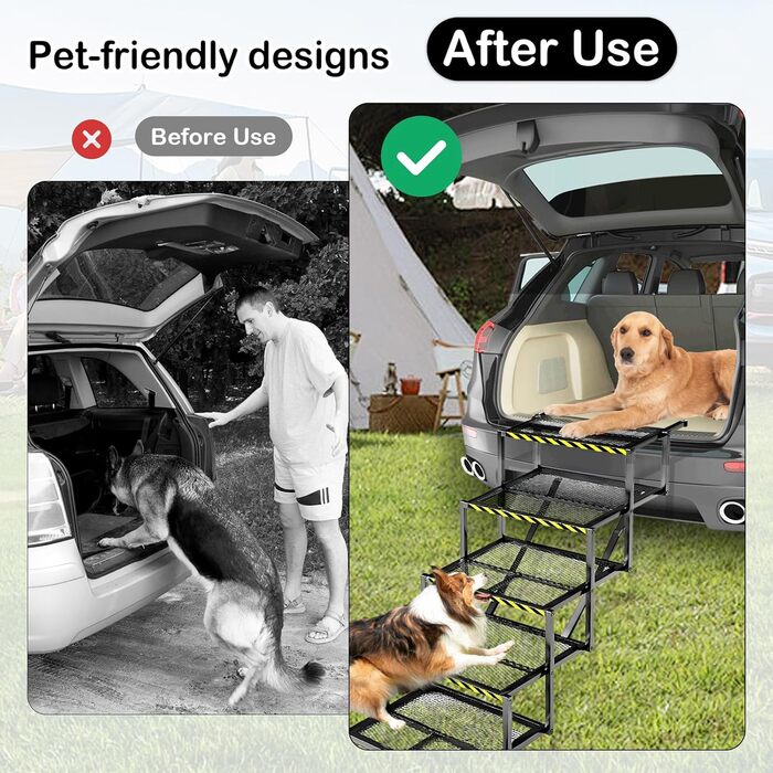 Східці для собак Hunderampe: 5 сходинок, складані, для вантажівок та SUV, до 100 кг, регульована висота 35-90 см