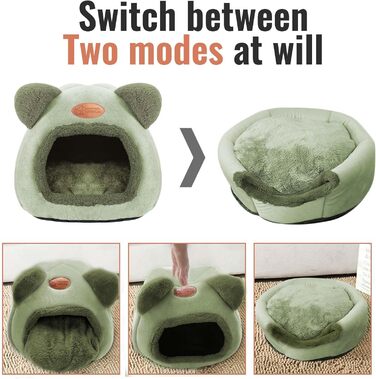 Кішка-будиночок: зручне ліжко-хатинка для котів середніх розмірів (зелене)