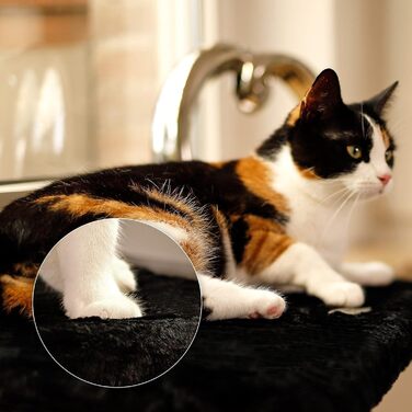 Кішка ліжко для підвіконня Lionto, м'яке, плюшеве, 35x50 см, чорне, до 15 кг