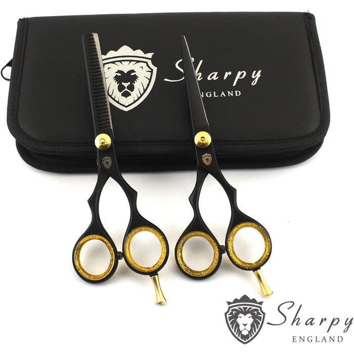SHARPY Професійний набір для стрижки волосся, 2 шт., ножиці для філірування, 14 см, з бритвою, ручна робота з японської сталі J2, подарункова коробка