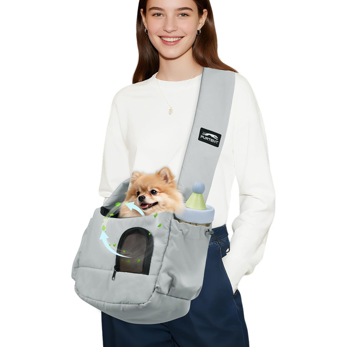 Транспортувальна сумка для собак та котів, до 3,2 кг, дихаюча, з кишенями, сірого кольору