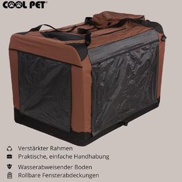 Переносна складана переносна коробка для собак 91х64х64 см, 2XL (колір: коричневий)