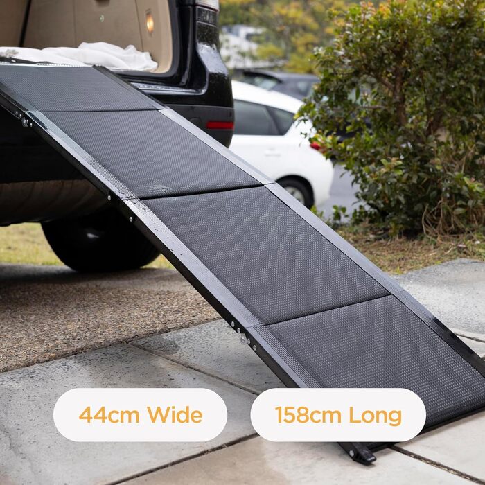 Рампа для собак Hakuna Pets Deluxe з алюмінію - портативна складна рамка для автомобілів, SUV та ліжок - неслизька поверхня для великих та маленьких собак - підтримує до 68 кг - легка та міцна