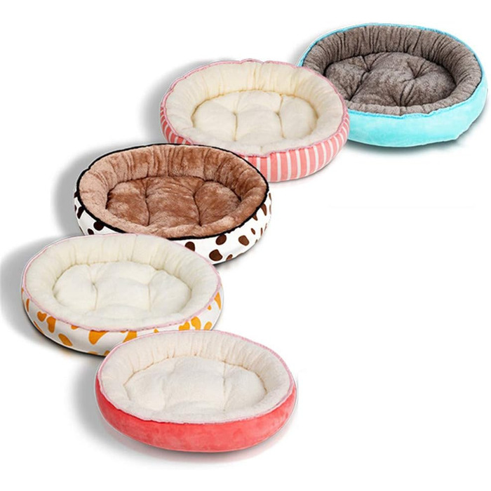 Кругле ліжко для собак та котів, м'яка плюшева подушка, червоний колір, 60х48 см