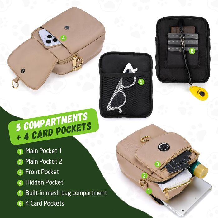 Сумка для собак COOWONE Leckerli-Tasche: водонепроникна, з тримачем для відходів, декілька кишень, для дресирування, прогулянок