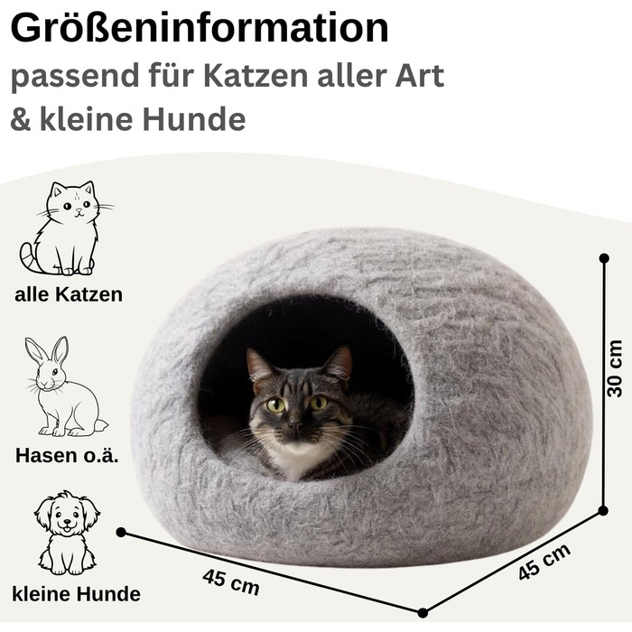 Кігтеточка-будиночок для котів XL, з вовни Romney, сірого кольору