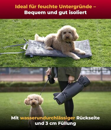 Водонепроникна собача підстилка HS-Hundebett Outdoor M 65x95 см, прана, 3 см наповнювач, для дому та подорожей, сіра, вироблено в Німеччині