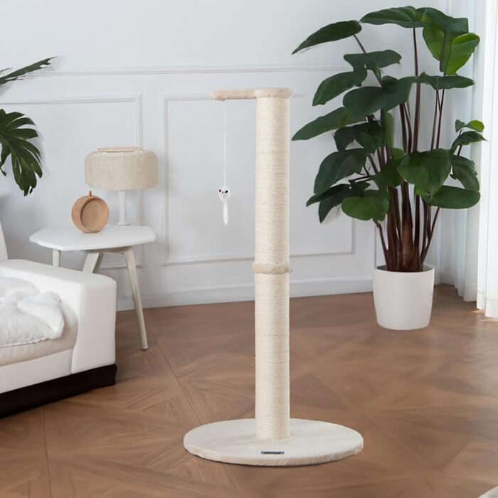 Дім Делюкс - Дряпка для котів NEVA, бежева, 101 x 49 x 49 см, поліестер, сизаль, MDF