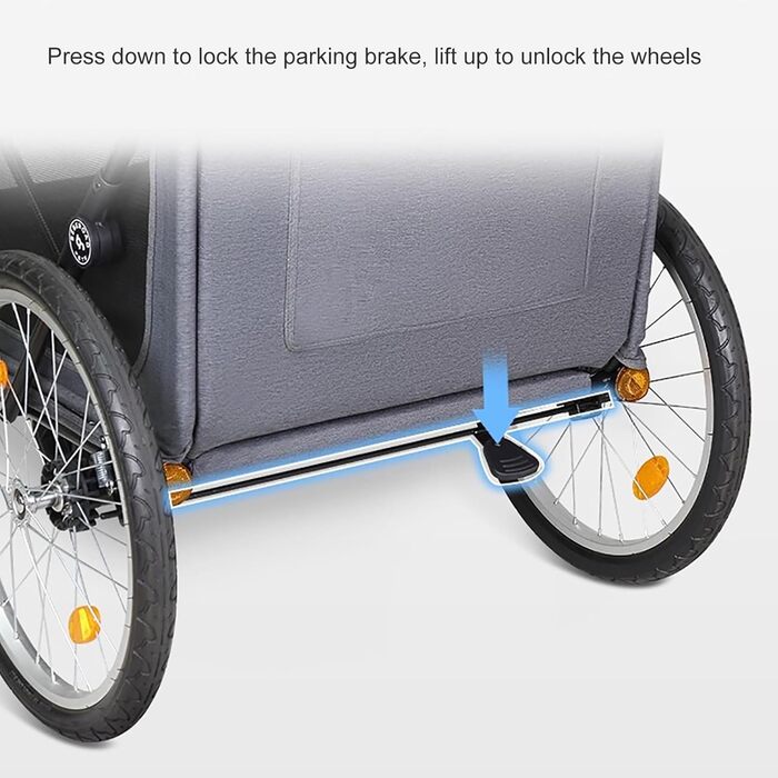 Легкий велопричіп для тварин, великий возик, складний причіп в один клік, для собак до 45 кг, великих собак та котів сірого кольору