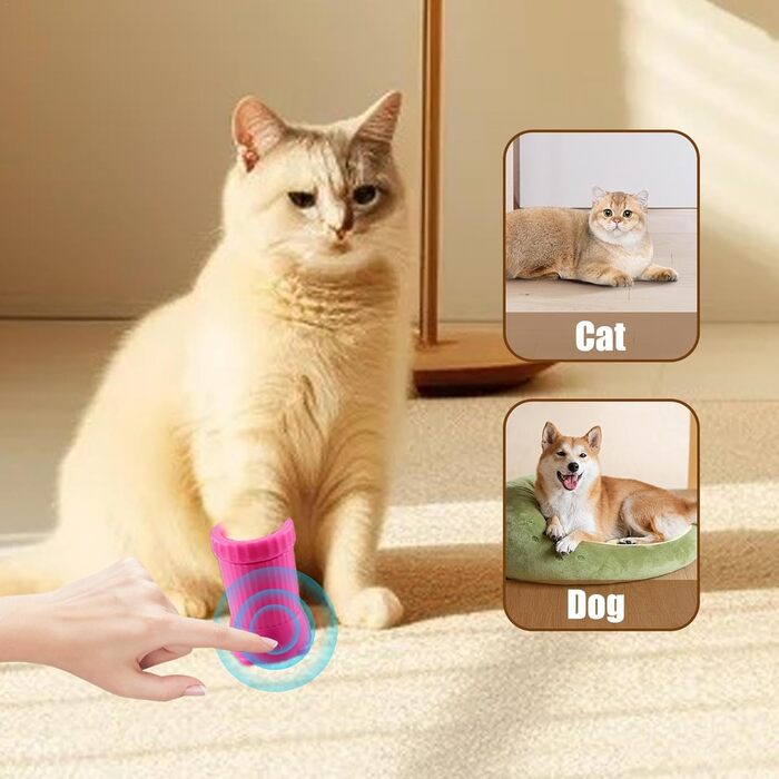 Автоматичний мийка лап для собак, USB-мийка лап для собак, автоматичний мийка лап для домашніх тварин для собак, чаша для миття лап USB, перезаряджувана, розроблена для собак маленьких та середніх порід (рожевий)