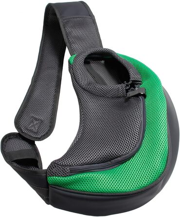 Тканинна переноска для собак та котів, маленька, зелена. Ідеально для вигулу та подорожей з маленькими тваринами.