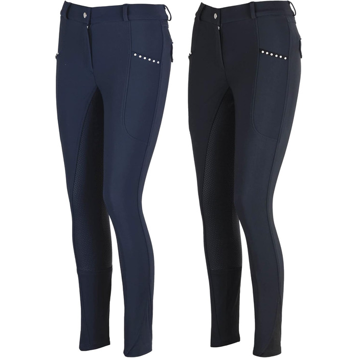 Лазура - жіночі зимові штани для верхової їзди Татяна | Повний силіконовий вшитий захист | Штани для верхової їзди з 2 кишенями для телефону | Чорні або темно-сині штани з повним силіконовим вшитим захистом | Верхова одяг розмір 34-46 34 Темно-синій