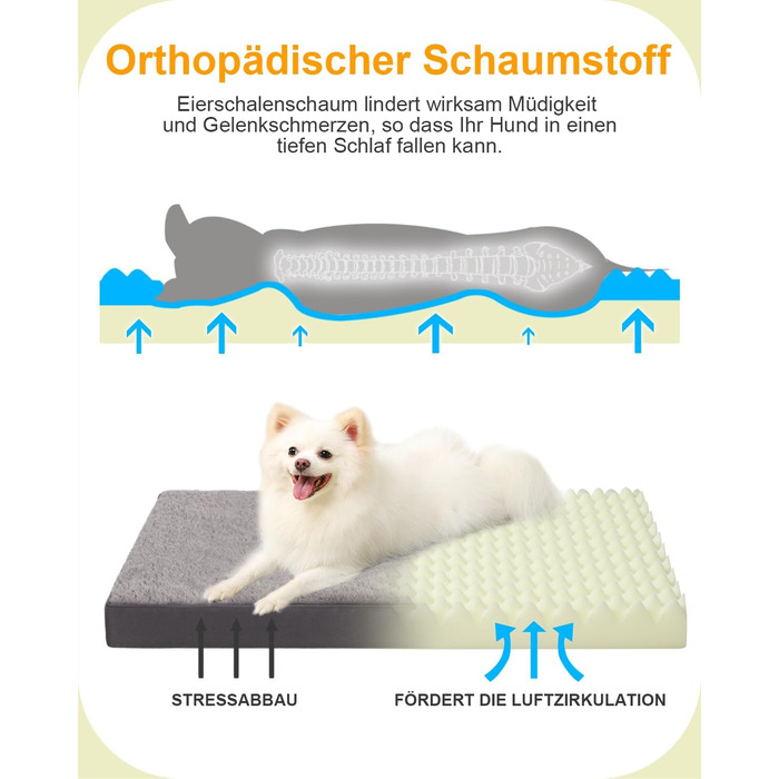 Ортопедичне ліжко для собак середнього розміру, 90x57 см, знімний чохол, двостороннє, темно-сіре