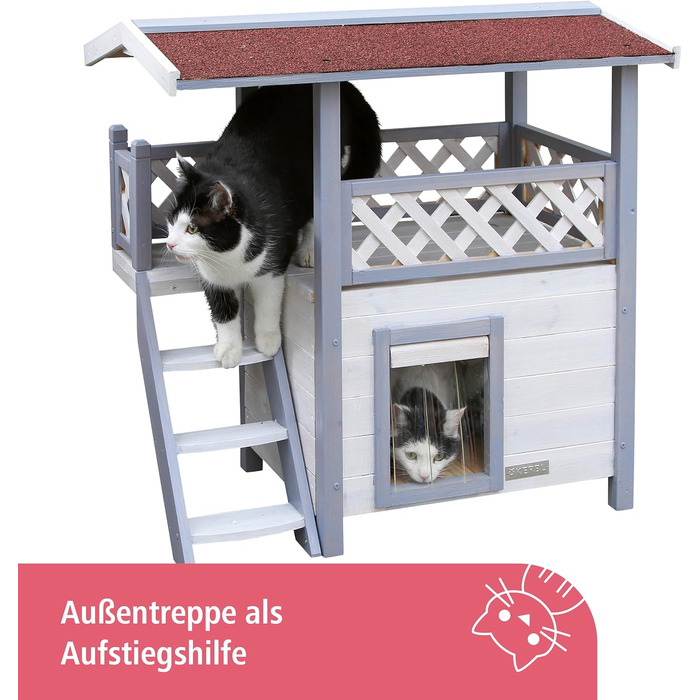 Будиночок для котів Kerbl Ontario 77x50x73 см, дерев'яний, вуличний
