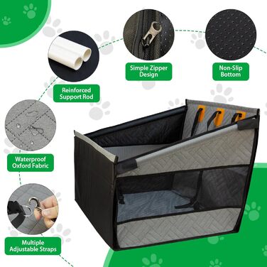 Надійний автокрісло для собак: водонепроникне, антиковзаюче, з 3 ременями, для середніх та великих собак