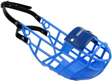 Нашийник-маска AMATHINGS Super Kennel Soft для собак, блакитний: комфортний, з м'якою накладкою на ніс, для вигулу, перегонів та кеннелів