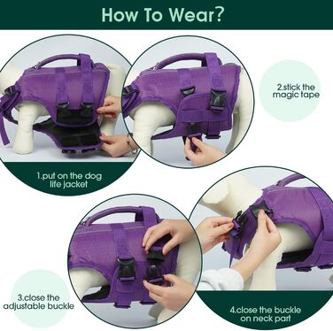 Світшот для собак Kuoser: рятувальний жилет для малих, середніх та великих собак, регульований, з Ripstop, з ручкою для рятування, висока плавучість, для цуценят, пляжний купальник (XL, фіолетовий)