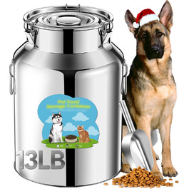 Контейнер для корму для собак та котів з нержавіючої сталі, 5,9 кг, з герметичним кришкою та лопаткою