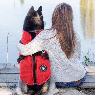 Зимова куртка для собак, флісова, водовідштовхувальна, тепла, для цуценят та собак різних розмірів (червона, S)