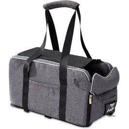 Автокрісло для собак Ergocar: підходить для малих собак та котів до 6 кг, з ременями та чохлом (сірий)