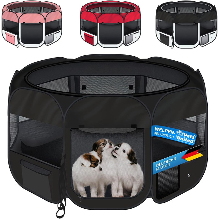 Вольєр для цуценят і домашніх тварин All Pets United XXL, чорний, для собак, котів, кроликів та дрібних тварин, для використання в приміщенні й на вулиці