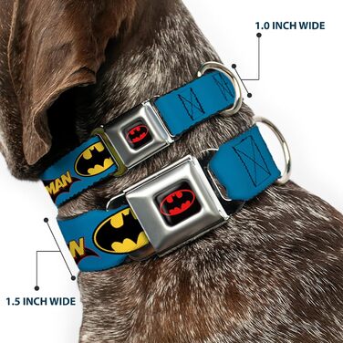Нашийник Buckle Down BMC Batman для собак, чорний/жовтий, міцний нейлон