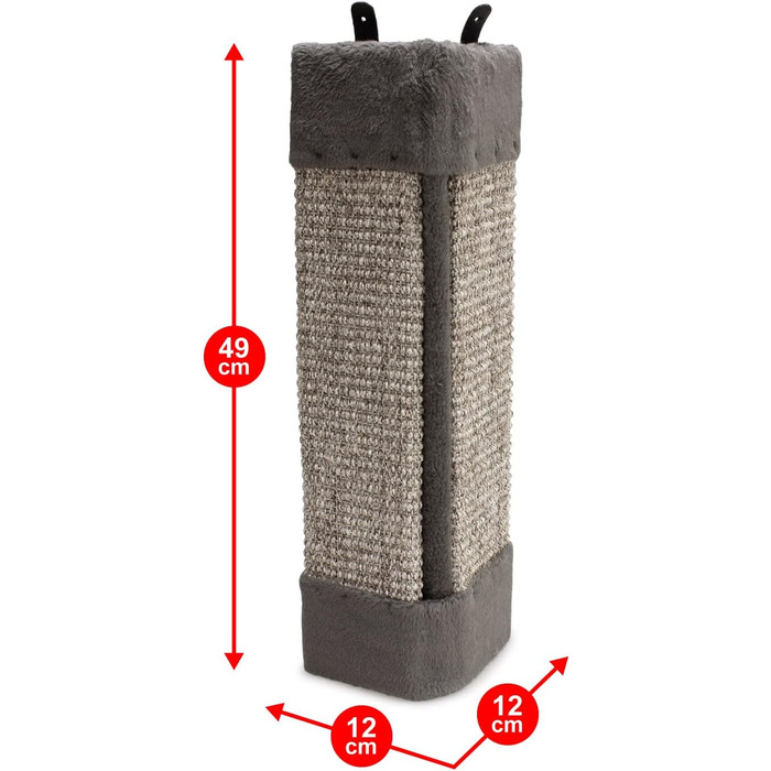Драпак для котів Arquivet Eckkratzer сірого кольору, 12x12x49 см - великий вертикальний драпак, аксесуари для котів, точилка для кігтів