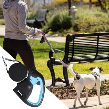 Автоматичний поводок для собак, 3 метри, подвійна ручка, міцний поводок для прогулянок, подорожей, парку, тренувань (Світло-блакитний)