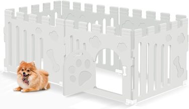 Клітка для собак, 6-панельна, для цуценят, з дверцятами, біла (156 x 78 x 60 см)