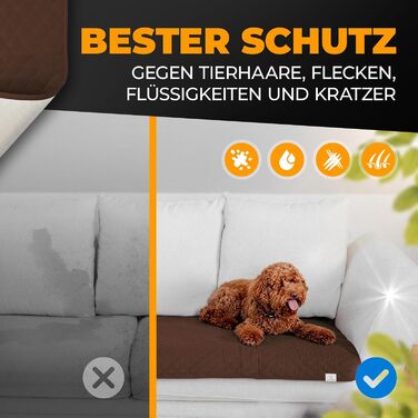 Водонепроникний килимок для собак - міцний килимок для захисту дивану та ліжка - нековзний килимок для собак, підходить для великих собак - можна прати в пральній машині - 100 x 80 см - коричневий