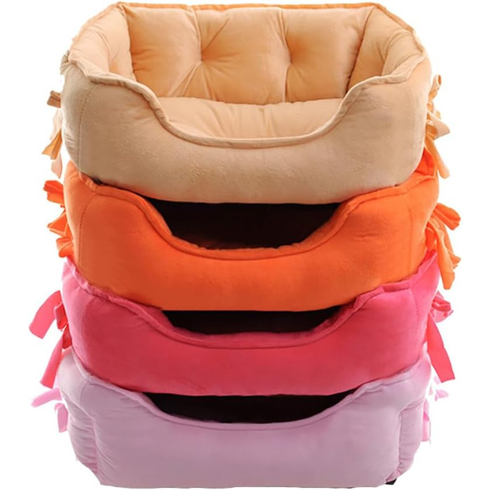 М'яке ліжко для собак M&Catree з подушкою, антиковзаюча, кошик для собак, можна прати, плюшеве, для маленьких та середніх собак - L (38 x 48 x 18 см, помаранчевий)