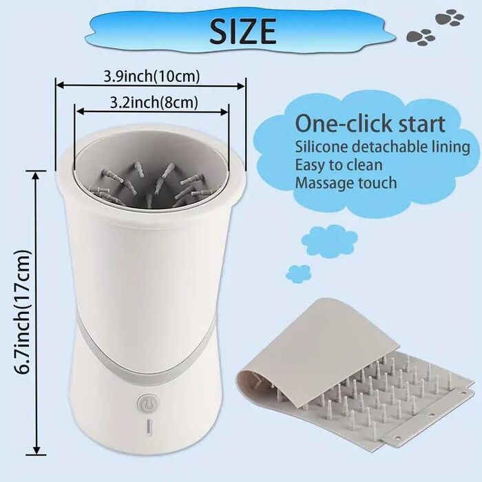 Автоматичний очищувач лап для тварин: портативний, знімний, з м'якою силіконовою щіткою для собак та котів
