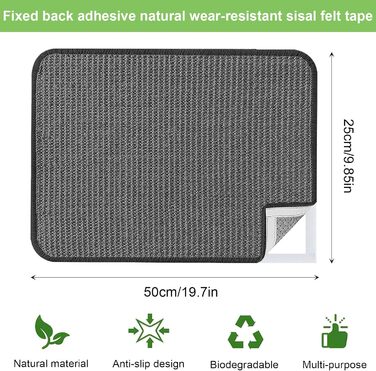 Килимок для дряпання котів на стіну, 2 шт. 25 x 50 см, сизаль, захист меблів