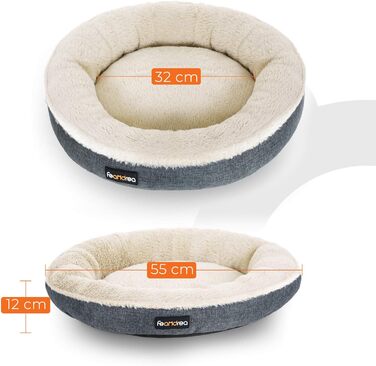 Кругле ліжко для собак та котів Feandrea, Ø 55 см, темно-сірий, 55 x 55 x 12 см