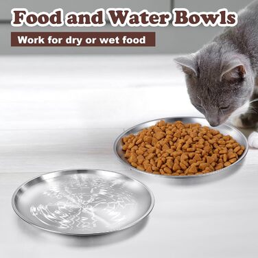 Миска для котів YUXIANLB, нержавіюча сталь, широка, 2 шт.