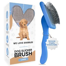 We Love Doodles - щітка для вичісування собак середніх і довгошерстих порід, зручна ручка, синя
