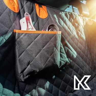 КADAX Накидка на сидіння авто для собак, 135x145 см, чорно-помаранчевий, з кріпленням для безпеки