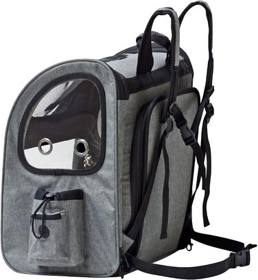 Рюкзак для собак та котів Fudajo, 32x27x40 см, до 6 кг, чорно-сірий, розкладний, для подорожей