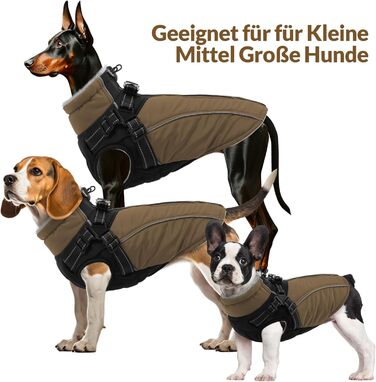 Зимовий теплий водонепроникний теплий одяг для собак Konvinit, розмір L, колір коричневий (обхват грудей 62 см)