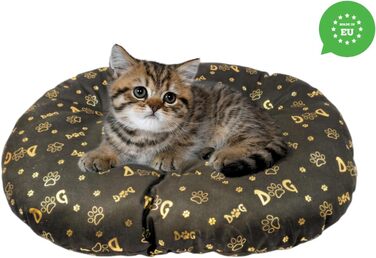 М'який лежак для собак та котів, овальний, 50x34 см, коричневий, миючий