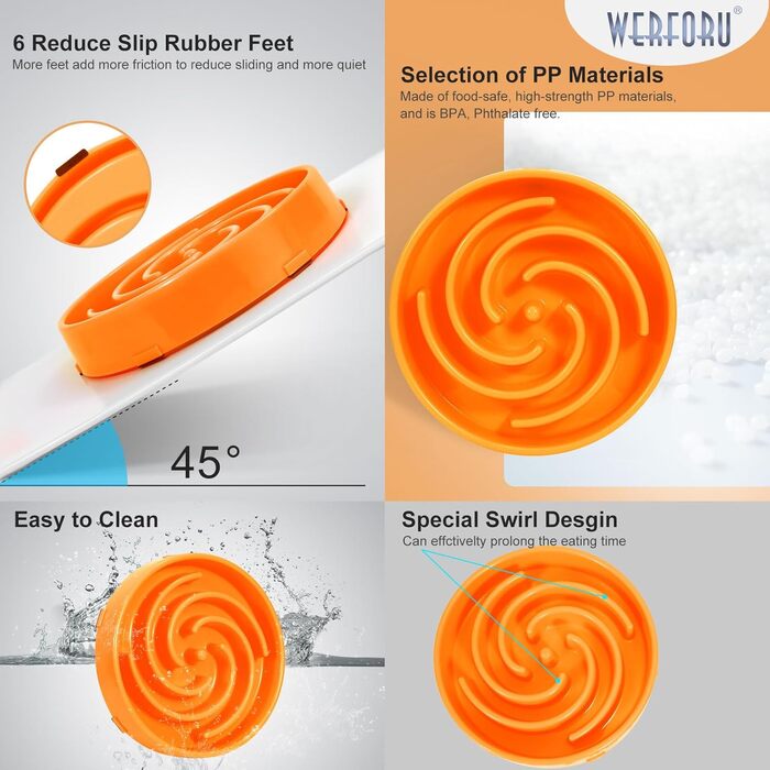 Напувачка для собак Slow Feeder, інтерактивна миска, безпечна та міцна, екологічна (L, помаранчевий)