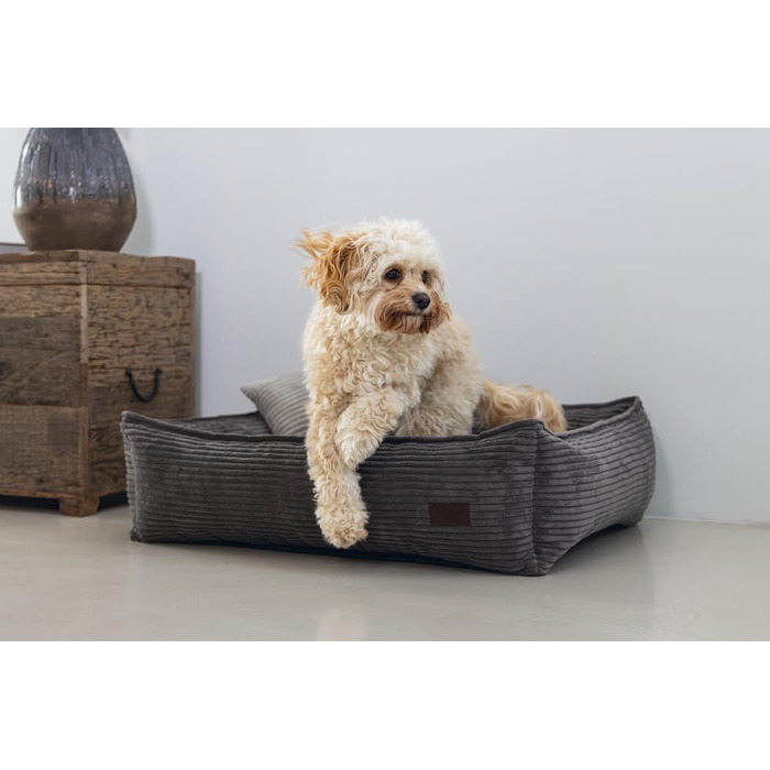 Крісло-лежанка для собак Lotte Ribbed, коричневе, 65x60x20 см