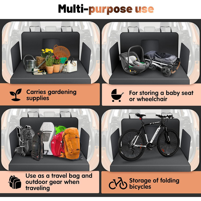 Захист для багажника автомобіля від бруду для собак AiQInu з боковинами та захистом краю завантаження, універсальний килимок для багажника автомобіля для собак, водонепроникний, неслизький, стійкий до подряпин, підходить для автомобілів, універсалів, міні
