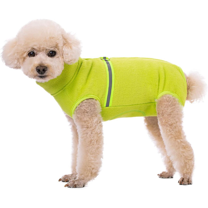 Теплий зимовий пуловер для собак з флісу та світловідбиваючою жилеткою (зелений, XXL)