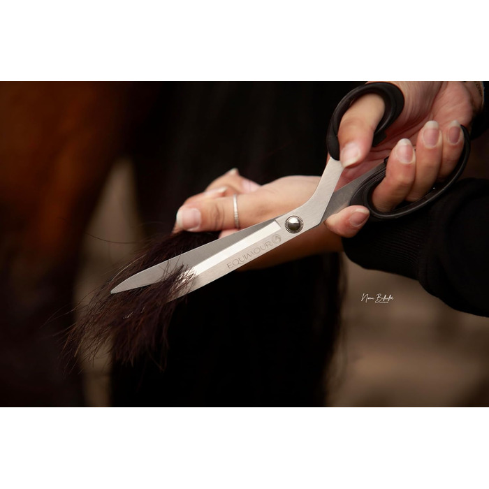 Ножиці для хвоста коня Equimour – професійні ножиці з нержавіючої сталі | Точний зріз для густого хвоста | Ергономічна ручка & чохол з веганської шкіри | Аксесуар для догляду за хвостом коня