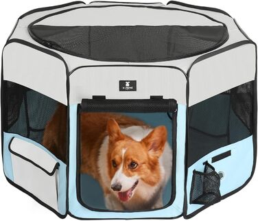 X-ZONE PET переносний складаний вольєр для собак і котів, 600D оксфорд, знімна кришка на блискавці, для дому та вулиці