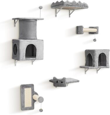 Комплекс для котів BYBYME з гамаком, ліжком та когтеточками, 6 предметів, сірий