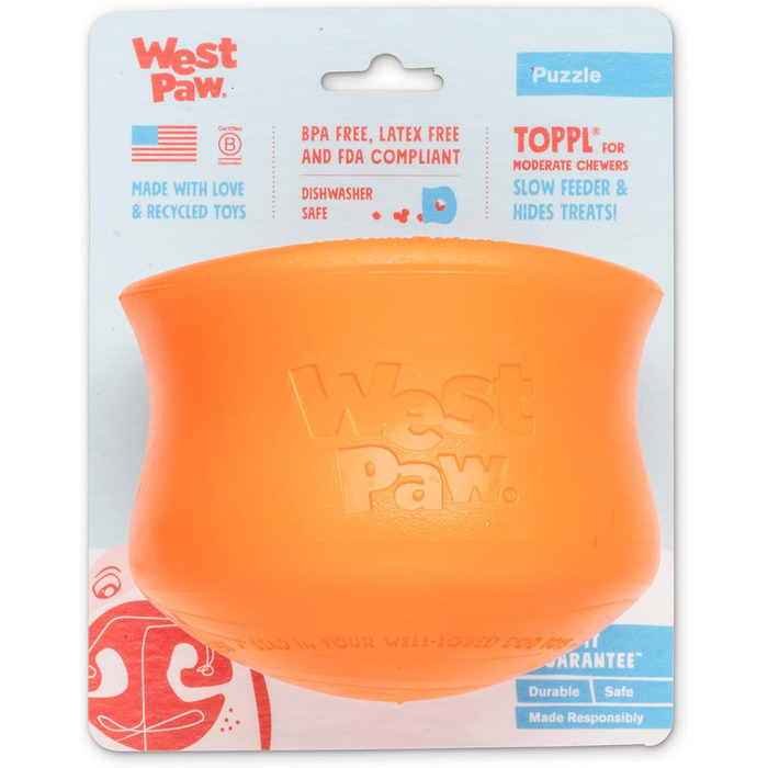 Інтерактивна іграшка-головоломка для собак WEST PAW Zogoflex Toppl XL — дозатор для ласощів, для апортування та жування, для середнього навантаження, для сухого корму та ласощів