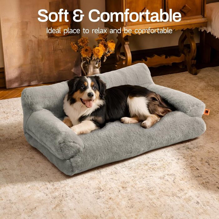 М'яке ліжко для котів та собак MeWoofun, сіре, 85x65x29 см